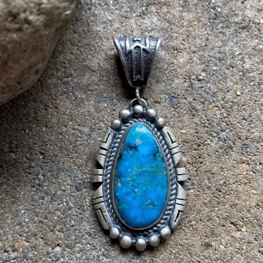 Nativeamerican Sterlingsilver Turquoisependant.P S - image 3